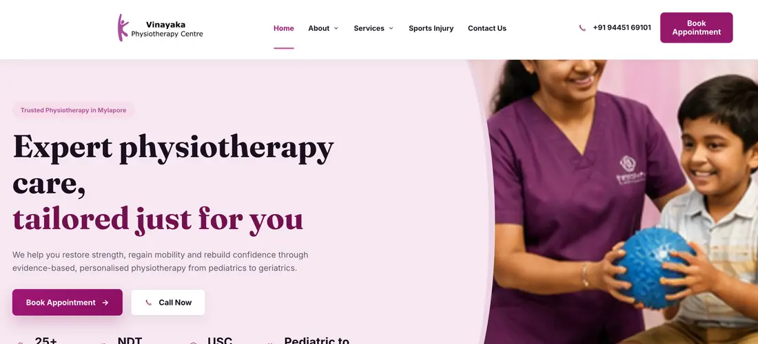Vinayaka Physiotherapy Centre website design